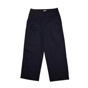 COURT & ROWE NEW $99 Navy Linen Blend High Waisted Wide Leg Crop Pant Size 8